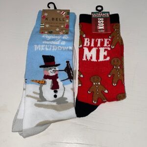 Men's Holiday Sox's Trying To Avoid A Meltdown & Bite Me Size 10-13